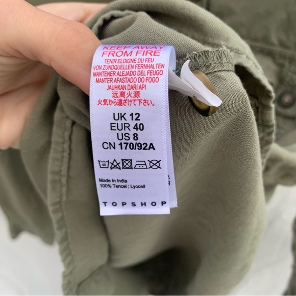 Topshop Green Button Down Shirt Lagenlook Granola Hiking Outdoor Sz 8 - Picture 6 of 7